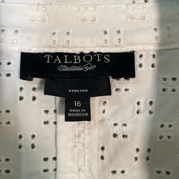 Talbots One Button Eyelet Blazer White plus size 16 - Picture 5 of 8